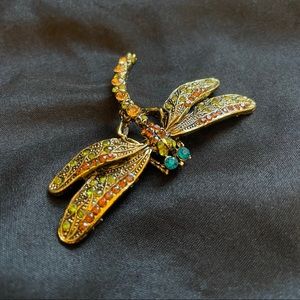 Rhinestone Dragonfly Brooch Pin